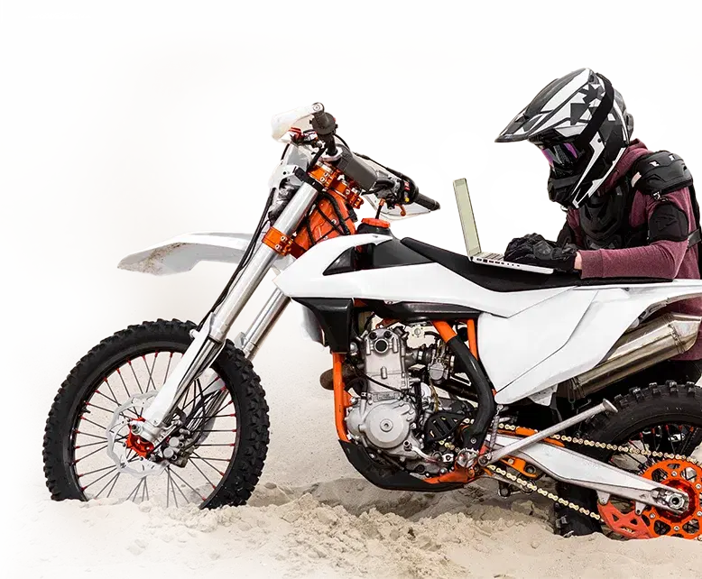 Biker riding through Indian mountains